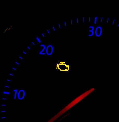 Dashboard displaying illuminated engine warning light, commonly diagnosed by Handy Speedy in Hull